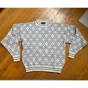 Vintage Robinsons Cotton Diamond Grandpa Sweater Size Medium